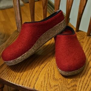 Haflinger Red and Gray Wool Clogs